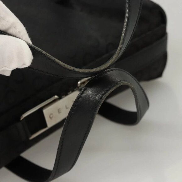 CELINE C Macadam Canvas Hand Bag Black Silver Auth bs24420 - Picture 8 of 15